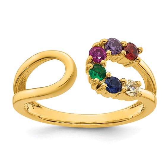 14k 6 Birthstone Wrap Mother's Ring Mounting