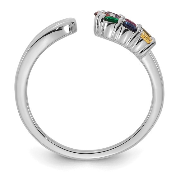 14k White Gold 7 Synthetic Birthstone Mother's Wrap Ring