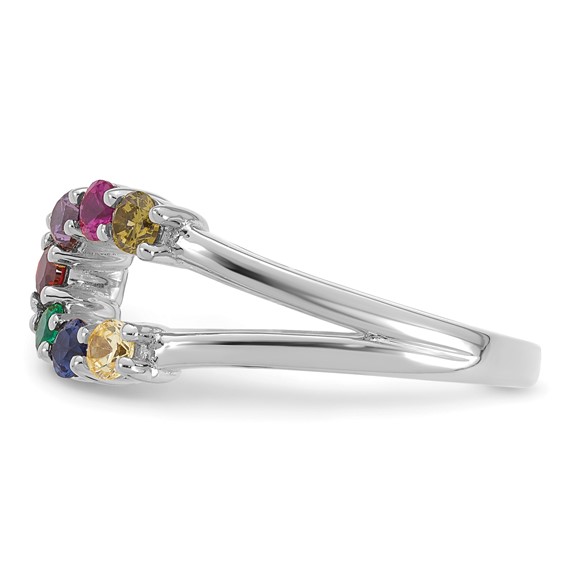 14k White Gold 7 Synthetic Birthstone Mother's Wrap Ring