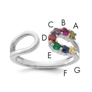 14k White Gold 7 Synthetic Birthstone Mother's Wrap Ring