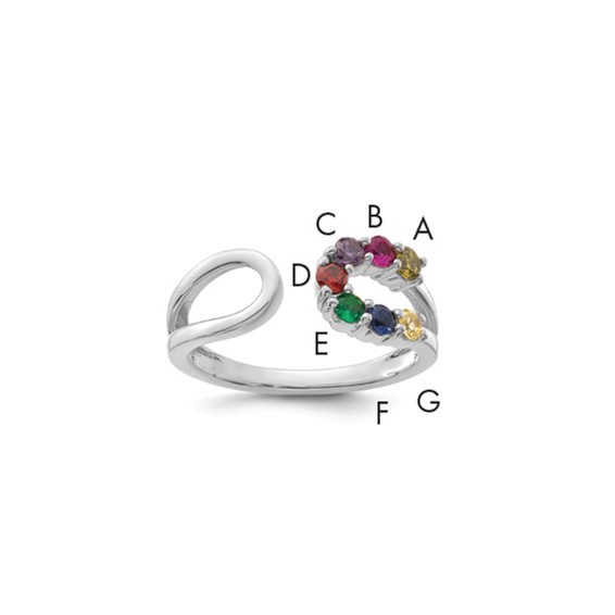 14k White Gold 7 Synthetic Birthstone Mother's Wrap Ring