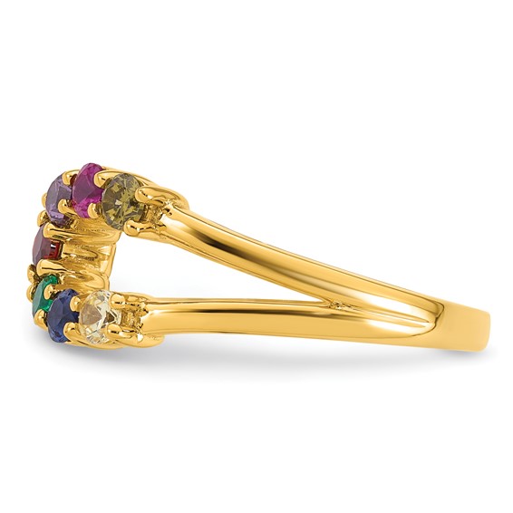 14k 7 Genuine Birthstone Mother's Wrap Ring
