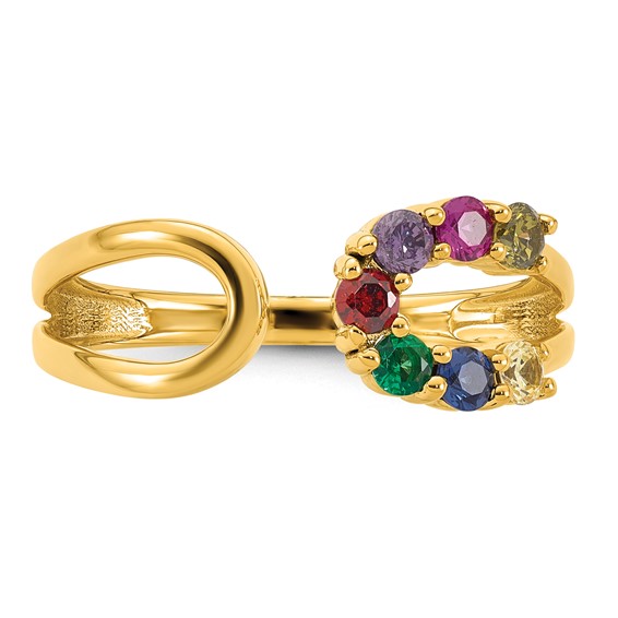14k 7 Genuine Birthstone Mother's Wrap Ring