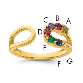 14k 7 Genuine Birthstone Mother's Wrap Ring