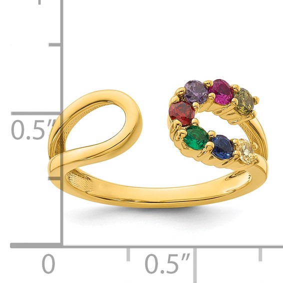 14k 7 Genuine Birthstone Mother's Wrap Ring