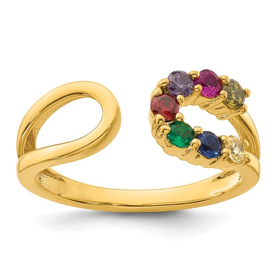 14k 7 Genuine Birthstone Mother's Wrap Ring