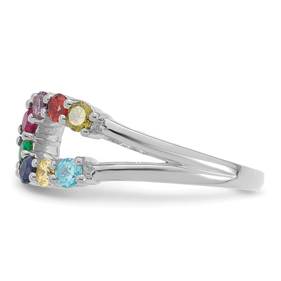 14k White Gold 8 Birthstone Wrap Mother's Ring Mounting