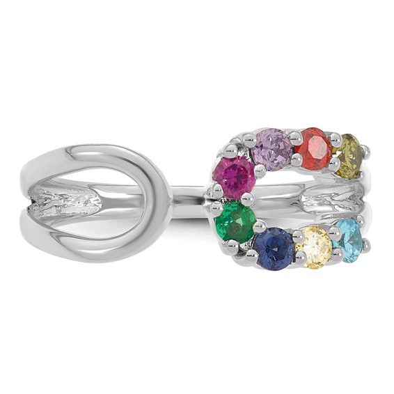 14k White Gold 8 Birthstone Wrap Mother's Ring Mounting