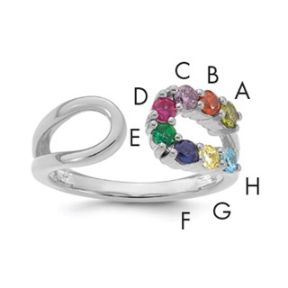 14k White Gold 8 Synthetic Birthstone Mother's Wrap Ring