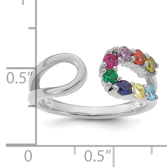 14k White Gold 8 Birthstone Wrap Mother's Ring Mounting