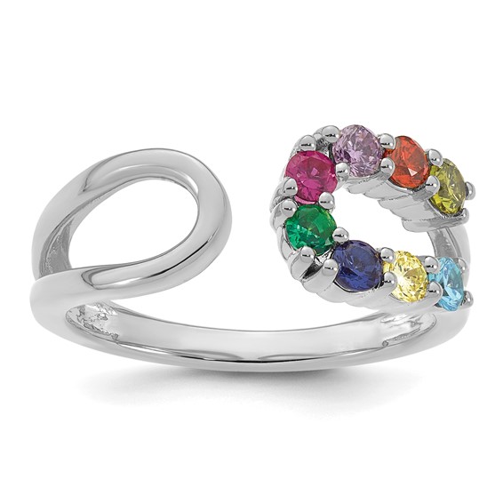 14k White Gold 8 Birthstone Wrap Mother's Ring Mounting