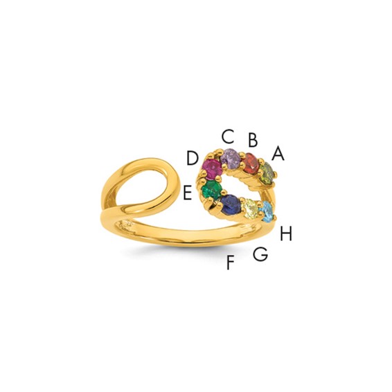14k 8 Synthetic Birthstone Mother's Wrap Ring