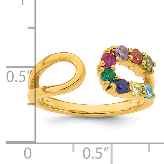 14k 8 Synthetic Birthstone Mother's Wrap Ring