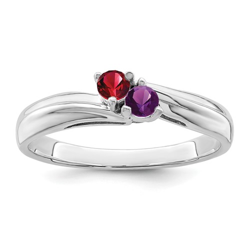 14K White Gold 3mm Synthetic Family Jewelry Ring