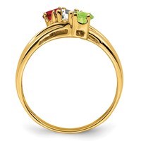 14K Yellow Gold Genuine 3 Stone Mother's Ring view 3