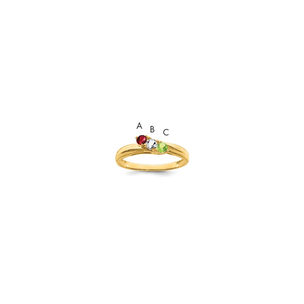 14K Yellow Gold Genuine 3 Stone Mother's Ring