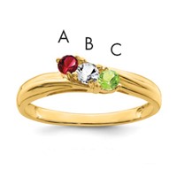 14K Yellow Gold Genuine 3 Stone Mother's Ring view 1