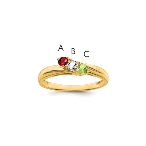 14K Yellow Gold Synthetic Family Jewelry Ring