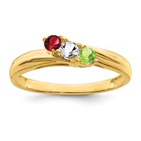 14K Yellow Gold Genuine 3 Stone Mother's Ring view 2
