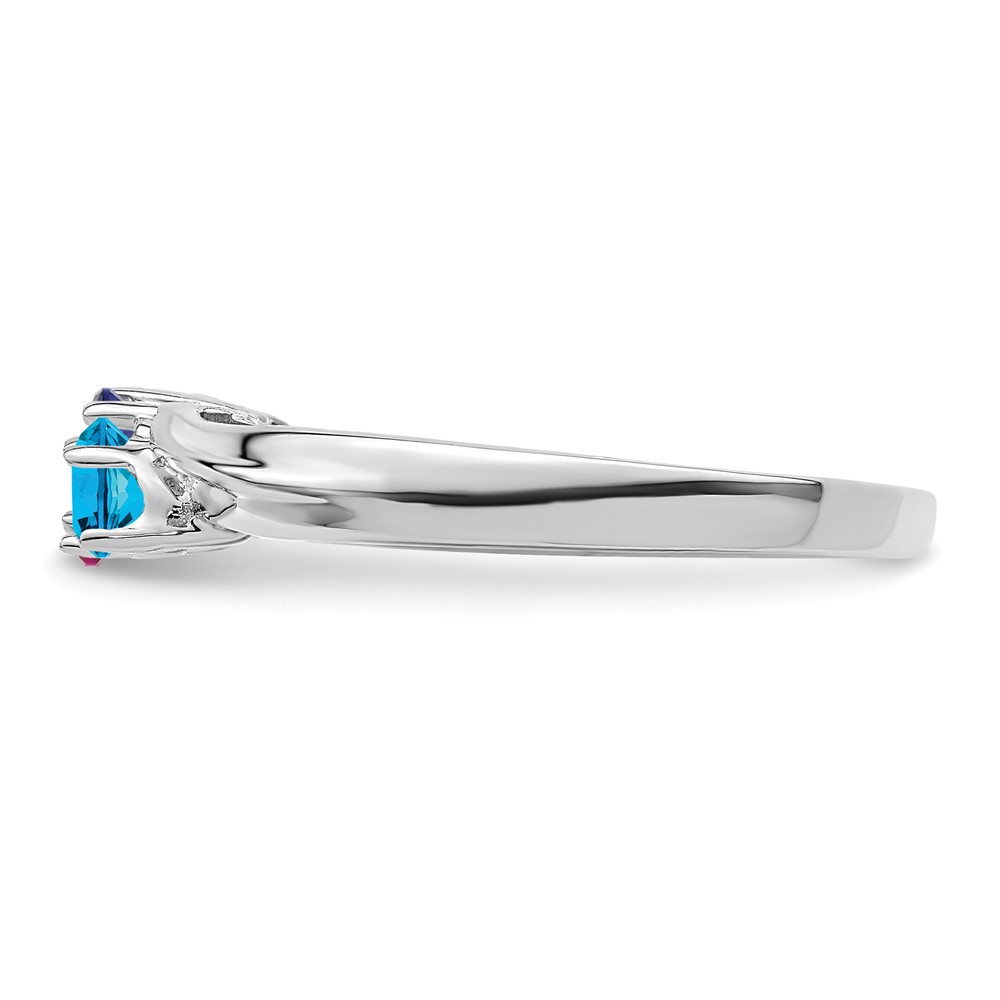 Sterling Silver Rhodium-plated Synthetic 3 Stone Mother's Ring (XMR10/3SS)
