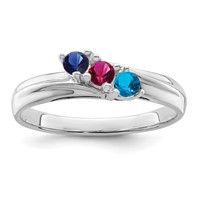 14K White Gold Synthetic Family Jewelry Ring view 1