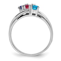 14K White Gold Synthetic Family Jewelry Ring view 2