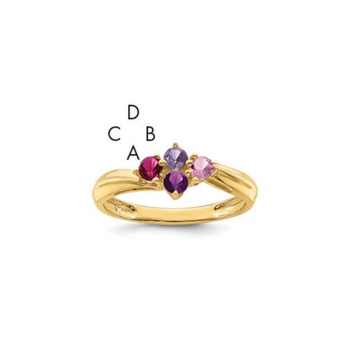 14K Yellow Gold Synthetic Family Jewelry Ring