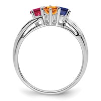 Sterling Silver Rhodium-plated Synthetic 4 Stone Mother's Ring view 3