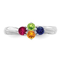 Sterling Silver Rhodium-plated Synthetic 4 Stone Mother's Ring view 5