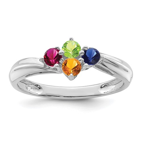 14K White Gold 3mm Synthetic Family Jewelry Ring
