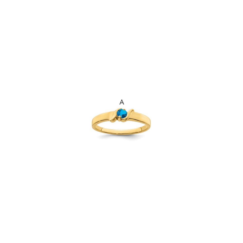 14K Yellow Gold Genuine 1 Stone Mother's Ring