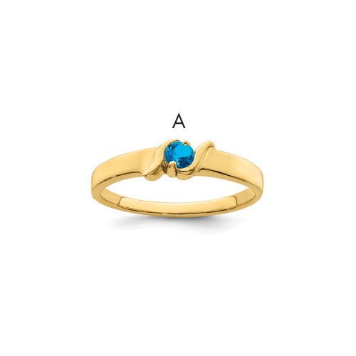 14K Yellow Gold Genuine 1 Stone Mother's Ring