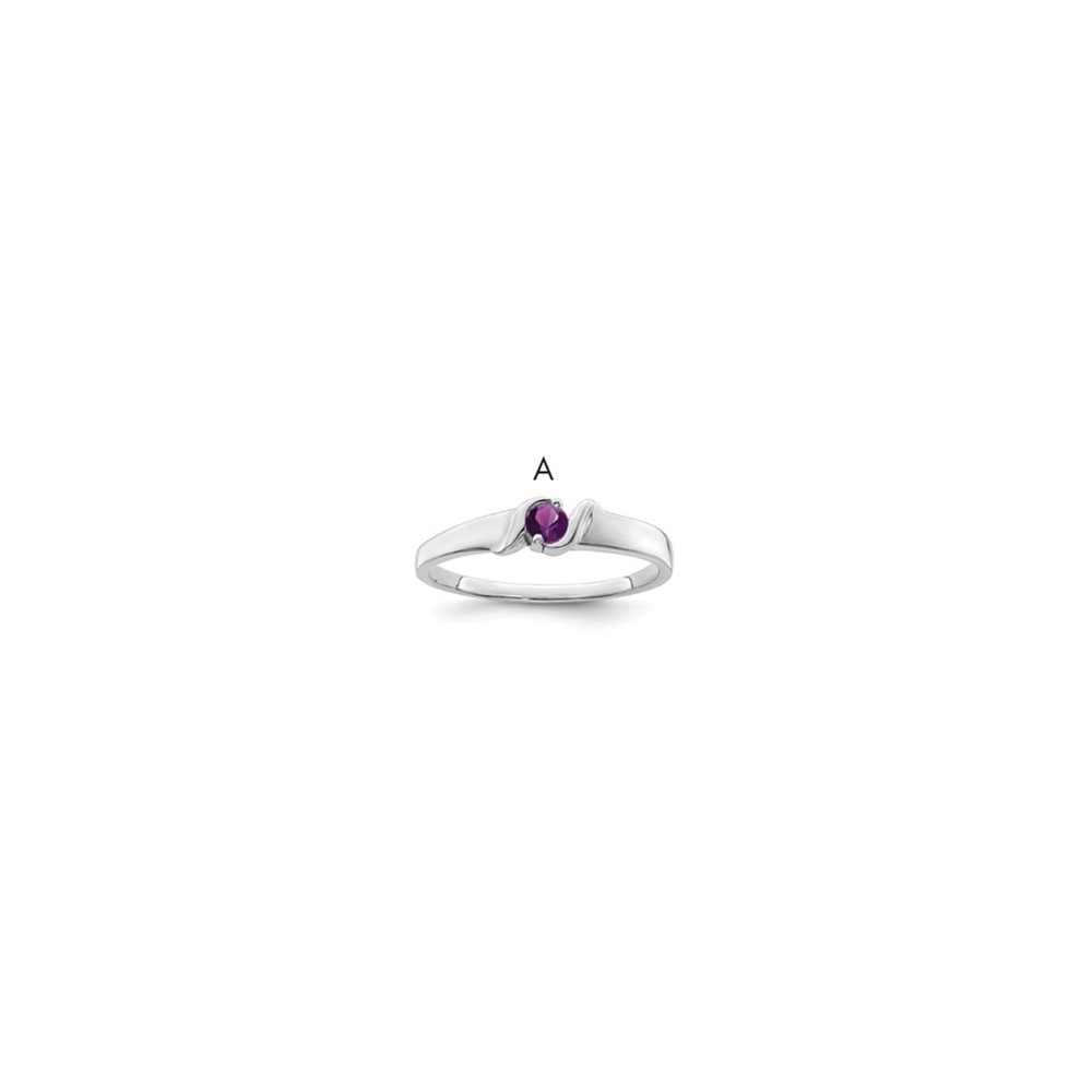 14K White Gold Genuine 1 Stone Mother's Ring
