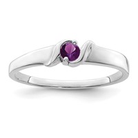 14K White Gold Genuine 1 Stone Mother's Ring view 2