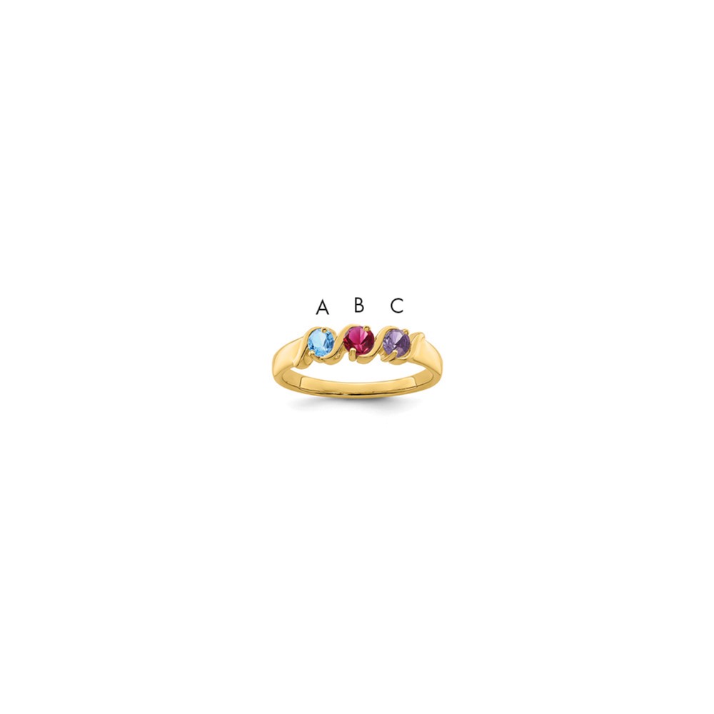 14K Yellow Gold Genuine 3 Stone Mother's Ring