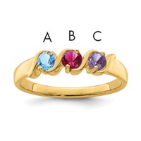 14K Yellow Gold Genuine 3 Stone Mother's Ring view 1