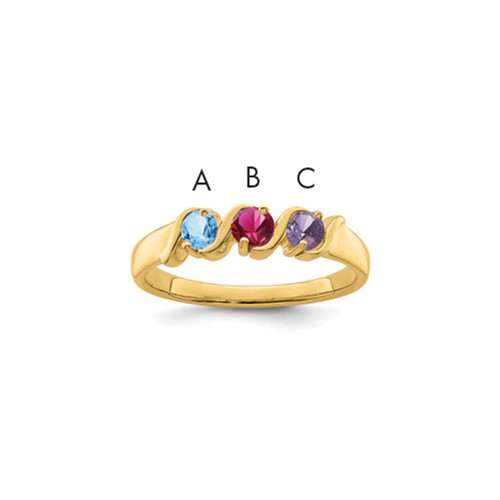 14K Yellow Gold Synthetic Family Jewelry Ring