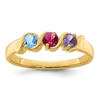 14K Yellow Gold Genuine 3 Stone Mother's Ring view 2