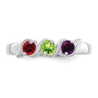 14K White Gold Genuine 3 Stone Mother's Ring view 5