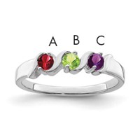 14K White Gold Genuine 3 Stone Mother's Ring view 1
