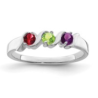 14K White Gold Genuine 3 Stone Mother's Ring view 2