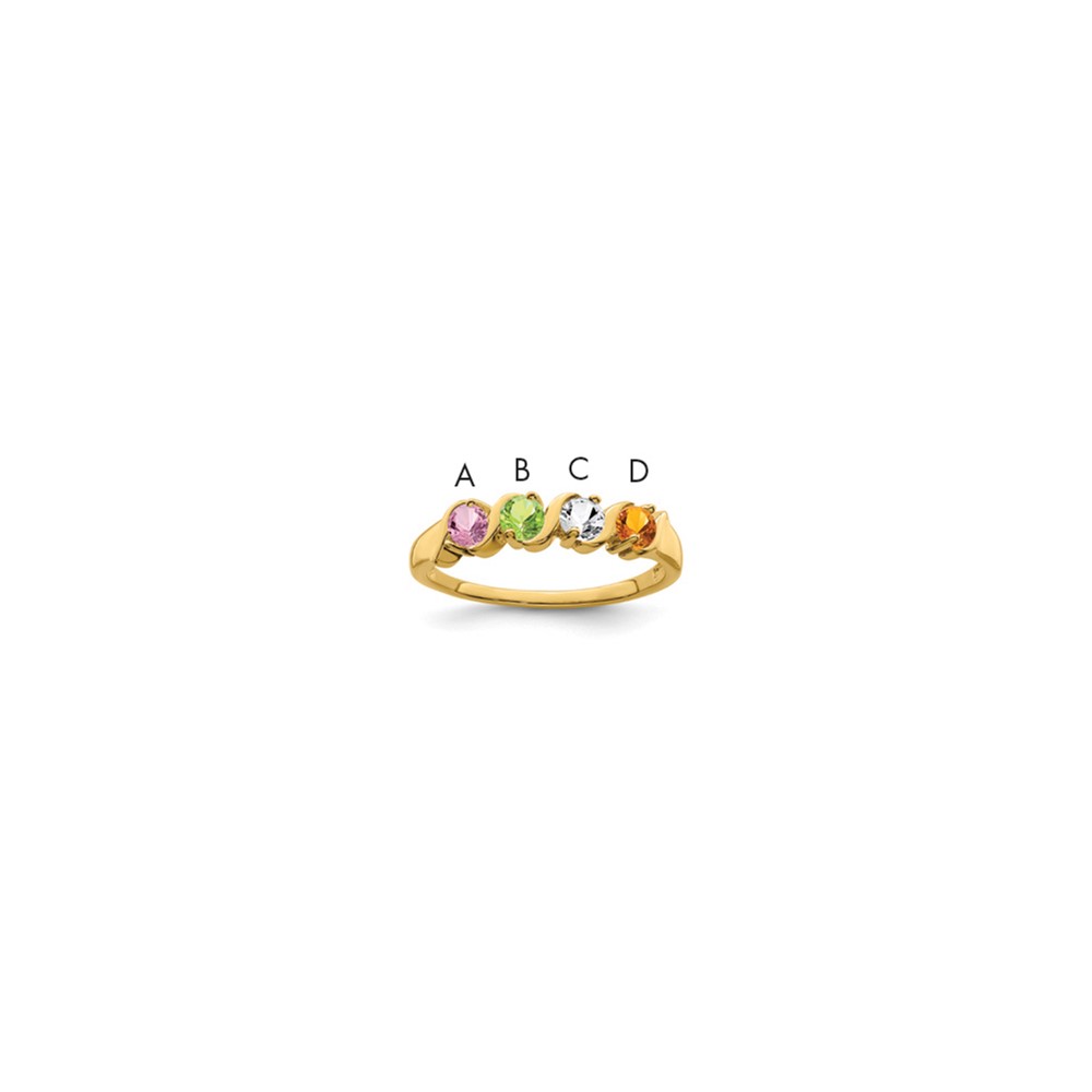 14K Yellow Gold Synthetic Family Jewelry Ring
