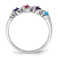 Sterling Silver Rhodium-plated Synthetic 4 Stone Mother's Ring view 3