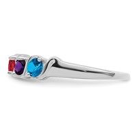 Sterling Silver Rhodium-plated Synthetic 4 Stone Mother's Ring view 4