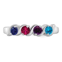 Sterling Silver Rhodium-plated Synthetic 4 Stone Mother's Ring view 5