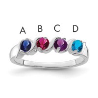 Sterling Silver Rhodium-plated Synthetic 4 Stone Mother's Ring view 1