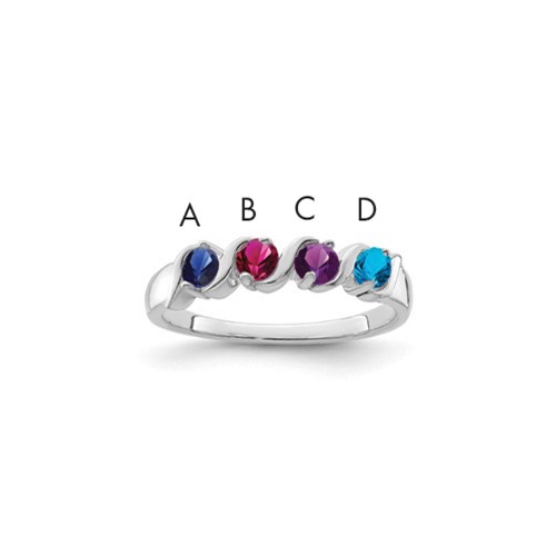Sterling Silver Rhodium-plated Synthetic 4 Stone Mother's Ring