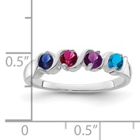 14K White Gold Synthetic Family Jewelry Ring view 4