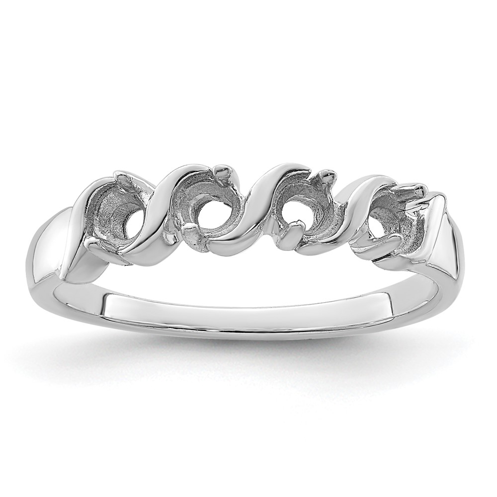 Sterling Silver Rhodium-plated Synthetic 4 Stone Mother's Ring (XMR11/4SS-7)