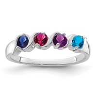 Sterling Silver Rhodium-plated Synthetic 4 Stone Mother's Ring view 2
